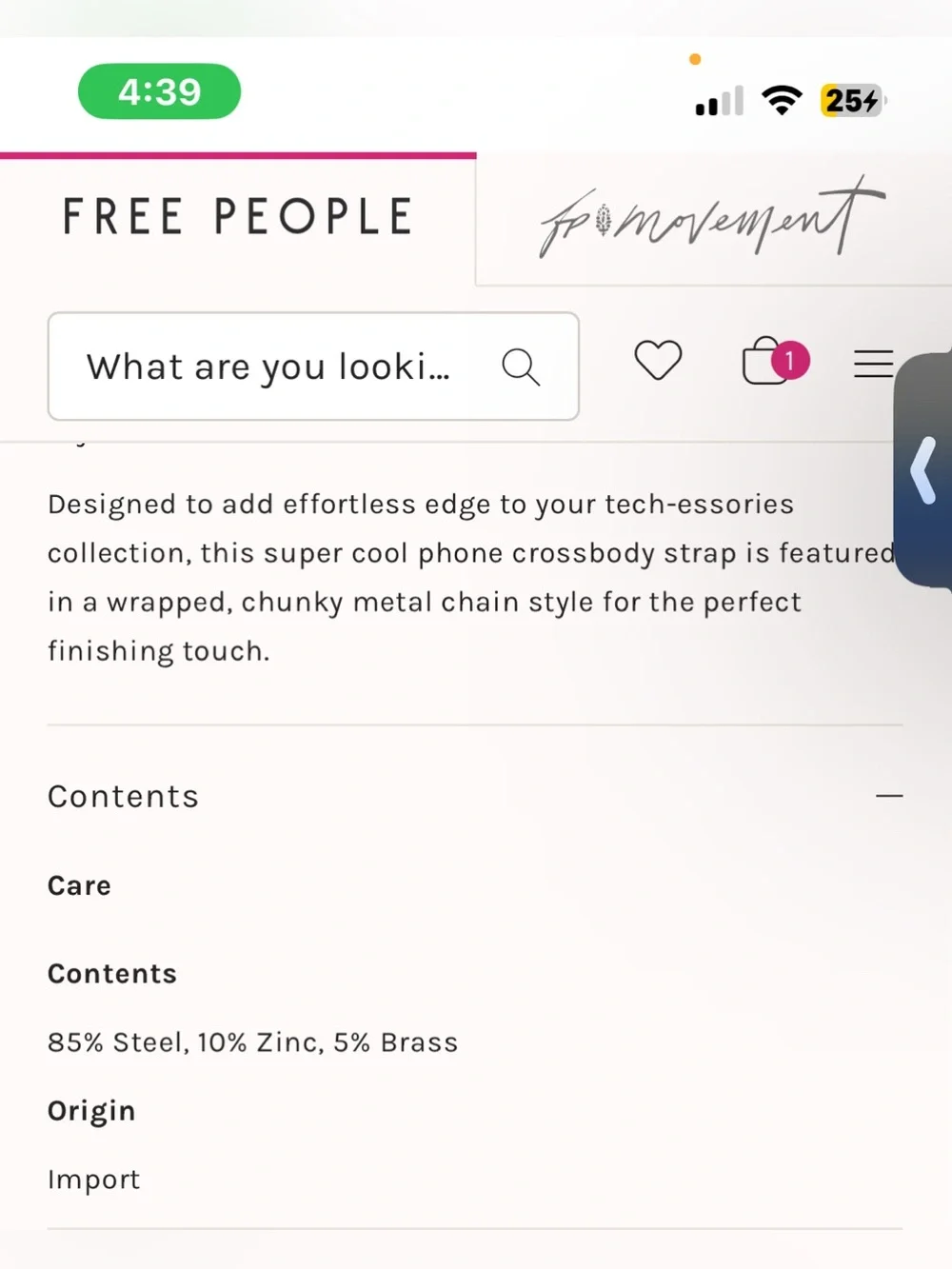 NWT FREE PEOPLE Chunky Chain Phone Crossbody | Rhodium MSRP $48